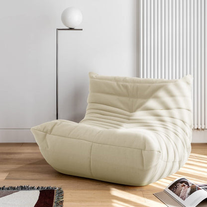 Memory Foam Fireside Chair, Comfortable Back Support Lazy Sofa, Comfy for Reading Game Meditating, Mohair White