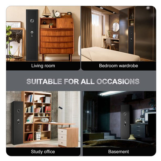 TTLIFE Biometric Gun Safe, Quick Access 5-Gun Large Metal Gun Security Cabinet with Built-in Lock Box,Removable Storage Shelf and LED Light for Gun