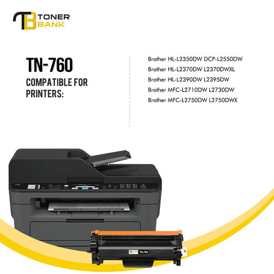 TONER BANK Compatible Toner Cartridges for Brother TN-760 TN760 TN 760 730 TN730 TN-730 HL-L2350DW MFC-L2710DW DCP-L2550DW MFC-L2750DW HL-L2370DW HL-L2395DW Printer Ink (Black, 4 Pack)