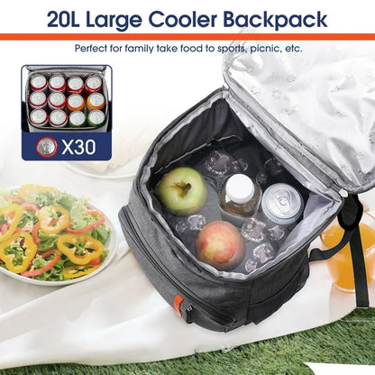 iFanze Large Insulated Lunch Bag, 25L Leakproof Thermal Reusable Lunch Box for Office Work, School Picnic, Beach, Lunch Cooler Bag with Adjustable Shoulder Strap for Kids/Adults, Dark Blue