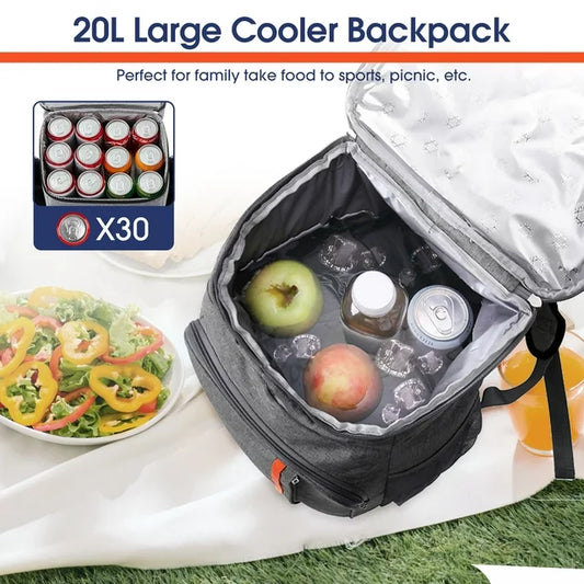 iFanze Large Insulated Lunch Bag, 25L Leakproof Thermal Reusable Lunch Box for Office Work, School Picnic, Beach, Lunch Cooler Bag with Adjustable Shoulder Strap for Kids/Adults, Dark Blue