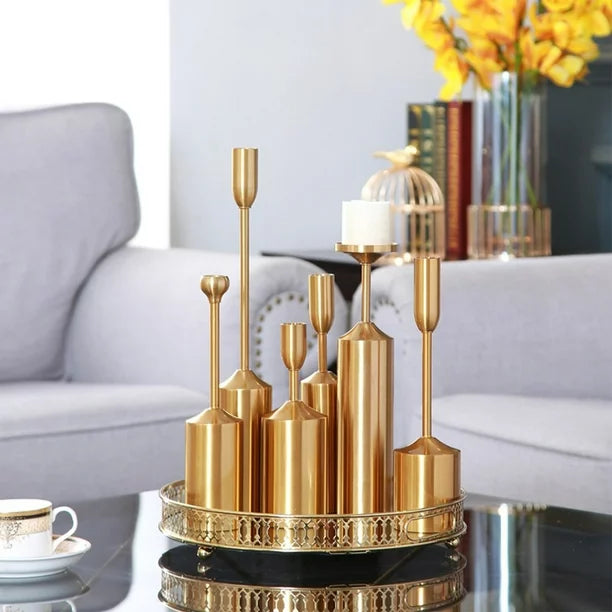 RELOIVE 1 Set Brass Gold Candlestick Holders Taper Candle Holders for Home Decor Wedding Table Centerpieces Decoration