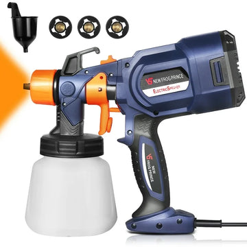 Doosl Paint Sprayer Gun, 650W HVLP Electric Paint Sprayer with 900ml Container, 3 Nozzles 3 Spray Patterns, Ideal for Home Interior and Exterior Walls, Ceiling, Fence, Cabinet, Furniture, Blue