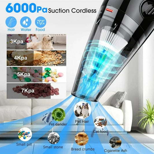 iFanze Handheld Vacuum Cordless, 6KPA Powerful Cyclonic Suction Vacuum Cleaner, Car Vacuum Cleaner, Portable Quick Charge Handheld Vacuum with Washable HEPA Filter for Car
