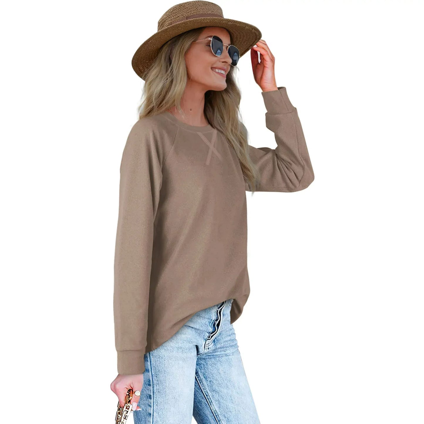 Fantaslook Plus Size Sweatshirts for Women Crewneck Casual Tunic Tops Loose Long Sleeve Shirts