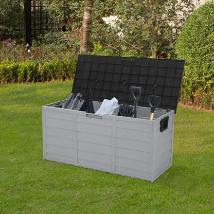 SalonMore 75gal 260L Outdoor Garden Plastic Storage Deck Box Backyard Lockable Seat Black
