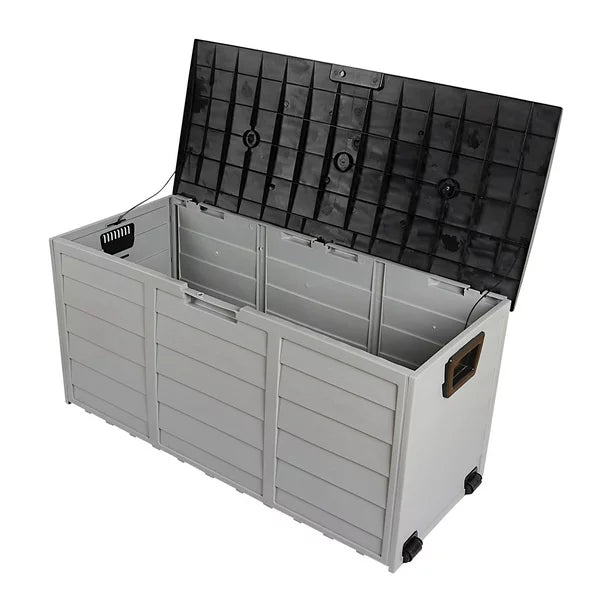 SalonMore 75gal 260L Outdoor Garden Plastic Storage Deck Box Backyard Lockable Seat Black