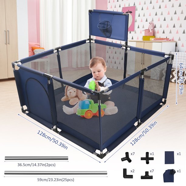 RELOIVE 128*128cm Baby Playpens Home Baby Playground Square Foam Children's Park Balls Security Fence Safety Barrier for Baby
