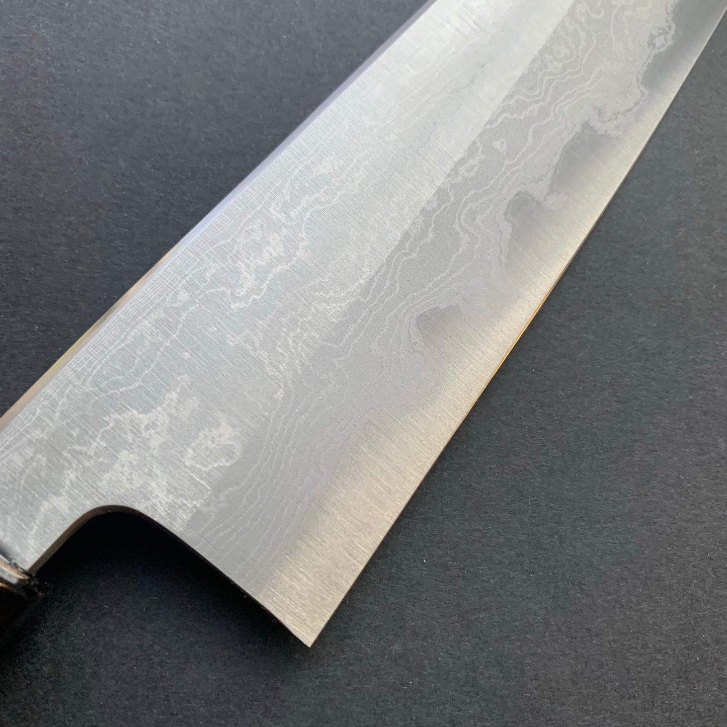 Gyuto knife, Shirogami 1 core, iron clad, Damascus finish - Yoshikazu Tanaka