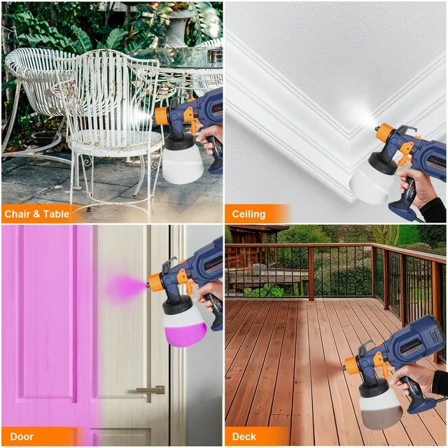 Doosl Paint Sprayer Gun, 650W HVLP Electric Paint Sprayer with 900ml Container, 3 Nozzles 3 Spray Patterns, Ideal for Home Interior and Exterior Walls, Ceiling, Fence, Cabinet, Furniture, Blue