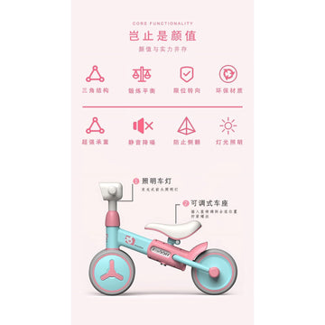 RELOIVE 4 Wheels Baby Balance Bike Children Walker No-Pedal Toddler Toys Rides
