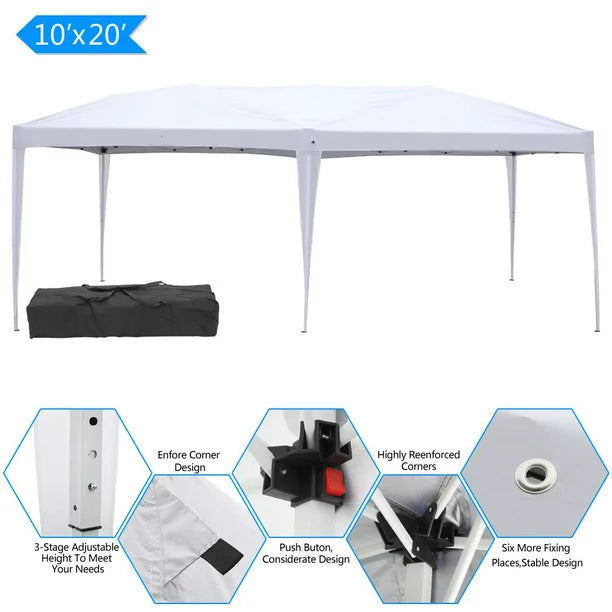 SalonMore Ez Pop up Canopy Tent Outdoor Folding Patio Gazebo Shade 10'x20' White