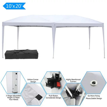 SalonMore Ez Pop up Canopy Tent Outdoor Folding Patio Gazebo Shade 10'x20' White