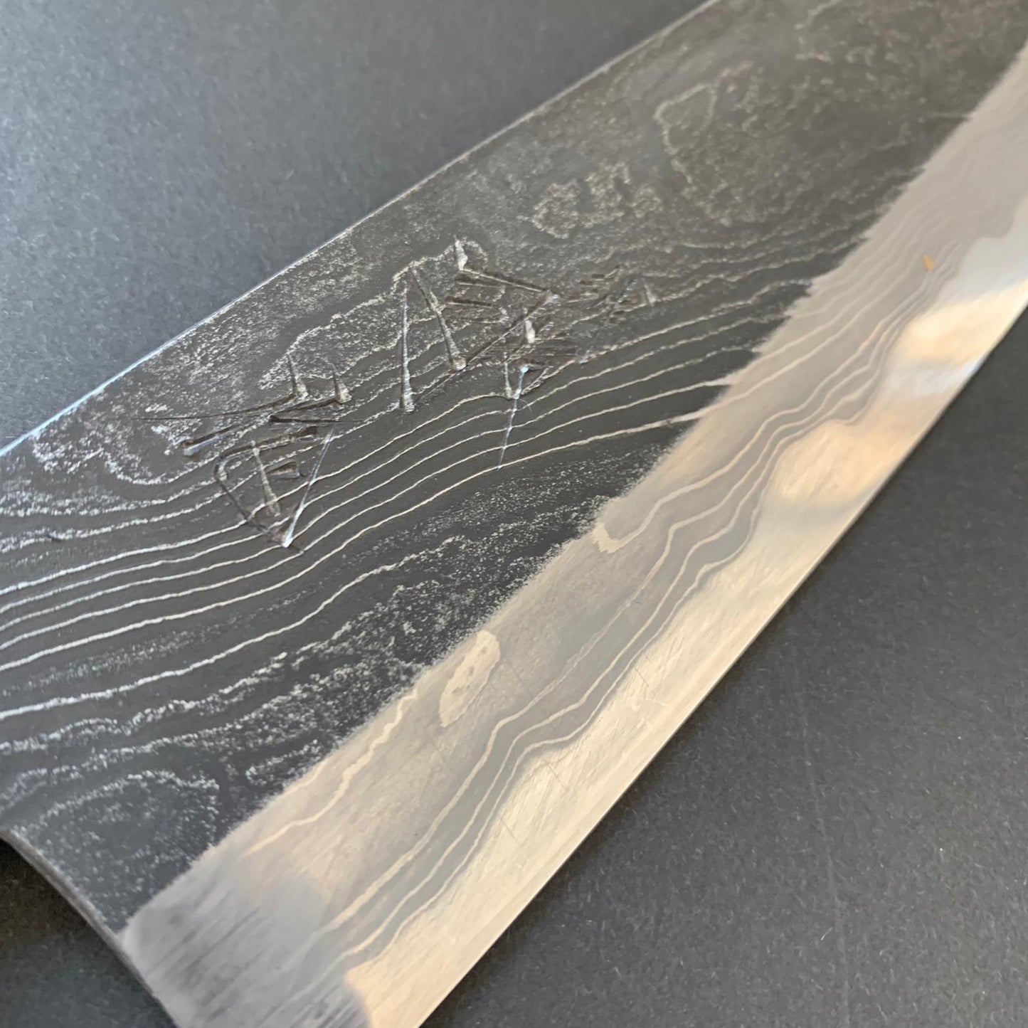 Santoku knife, Shirogami 2, Unryu Range Damascus finish - Tsukasa Hinoura
