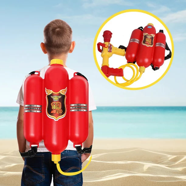 QWANG 2500mL Firefighter Backpack Water Blaster For Kids- Tank With Hose, Super Water Squirt Suitable For Outdoor Play Boys & Girls