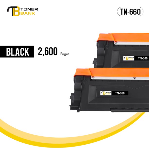 Toner Bank Compatible Toner Cartridge for Brother TN660 TN-660 TN630 TN 660 630 MFC-L2700DW MFC-L2740DW HL-L2320D HL-L2340DW HL-L2380DW DCP-L2540DW Printer Ink (Black, 2-Pack)