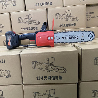 RELOIVE Electric Chainsaw 12 Inch Cordless Chainsaw Brushless with 2x2.0Ah Battery Power Chain Saw with Gloves and Strap for Wood Cutting, Logging and Tree Trimming