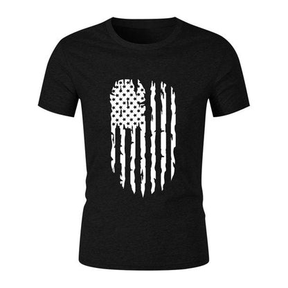 QWANG Fashion Men Casual Summer Flag Print Short Sleeve O-Neck Tops Blouse T-Shirts