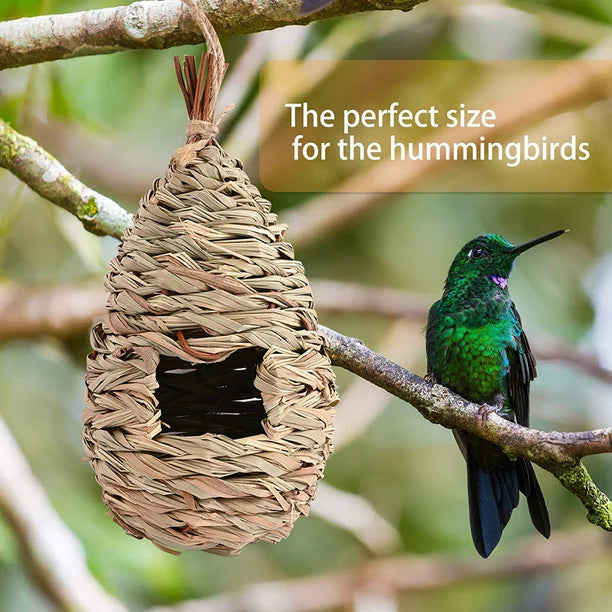 QWANG Humming Bird Houses for Outdoor Hanging Natural Grass Hanging Bird housenest