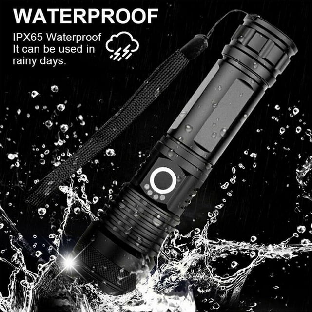 90000 Lumens Powerful Flashlight, USB Rechargeable Waterproof XHP70 Searchlight Super Bright 5 Modes LED Flashlight Zoom Bar Torch for Hiking Hunting Camping Outdoor Sport (Battery Included)