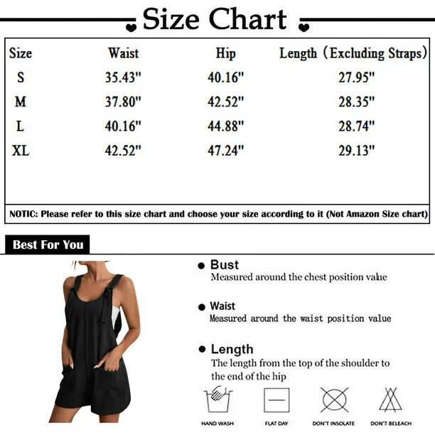 QWANG Women's Short Overalls Casual Summer Bib Shortalls with Pockets S
