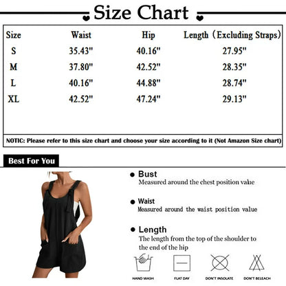 QWANG Women's Short Overalls Casual Summer Bib Shortalls with Pockets S