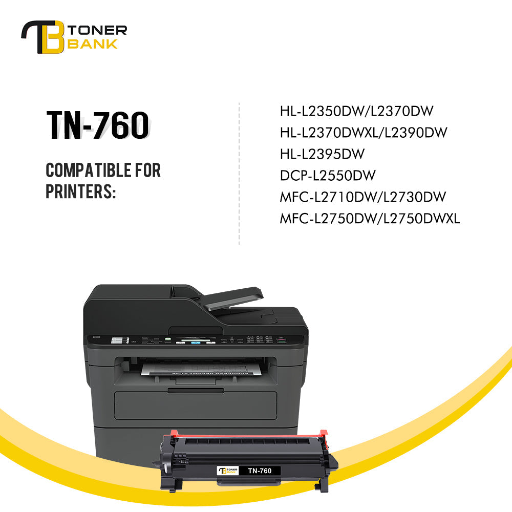 Toner Bank TN760 TN730 Compatible Toner Cartridge Replacement for Brother TN 760 TN-760 TN-730 HL-L2350DW HL-L2395DW HL-L2390DW HL-L2370DW MFC-L2750DW MFC-L2710DW DCP-L2550DW Printer (Black,4 Pack)