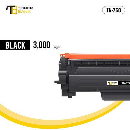 Toner Bank Compatible Toner Cartridges Replacement for Brother TN760 TN-760 TN 760 TN730 TN-730 730 for HL-L2395DW L2350DW MFC-L2710DW L2750DW DCP-L2550DW HL-L2390DW HL-L2370DW (Black, 2-Pack)