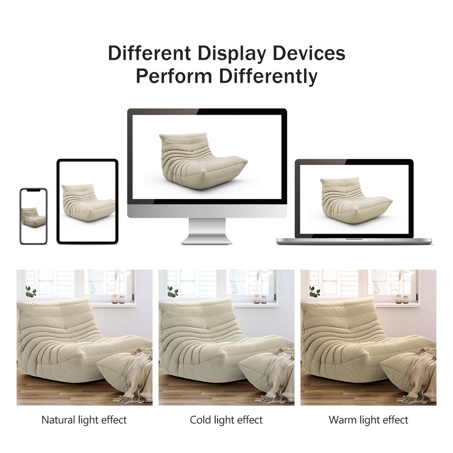 Memory Foam Floor Chair, Comfortable Back Support Lazy Sofa, Comfy for Reading Game Meditating, Light Brown