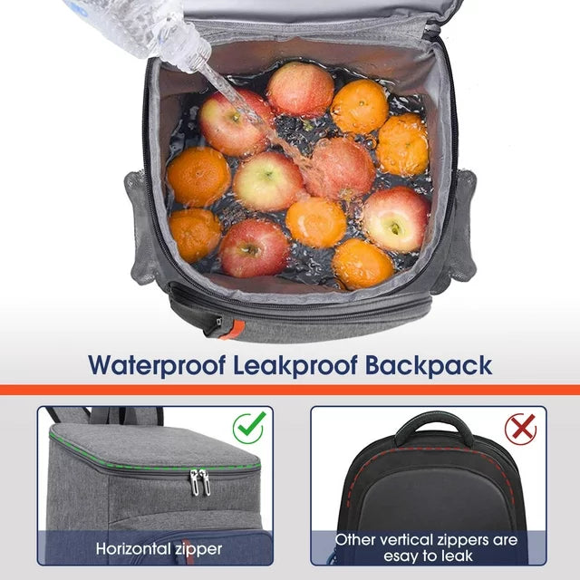 iFanze Large Insulated Lunch Bag, 25L Leakproof Thermal Reusable Lunch Box for Office Work, School Picnic, Beach, Lunch Cooler Bag with Adjustable Shoulder Strap for Kids/Adults, Dark Blue