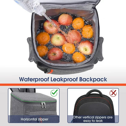 iFanze Large Insulated Lunch Bag, 25L Leakproof Thermal Reusable Lunch Box for Office Work, School Picnic, Beach, Lunch Cooler Bag with Adjustable Shoulder Strap for Kids/Adults, Dark Blue