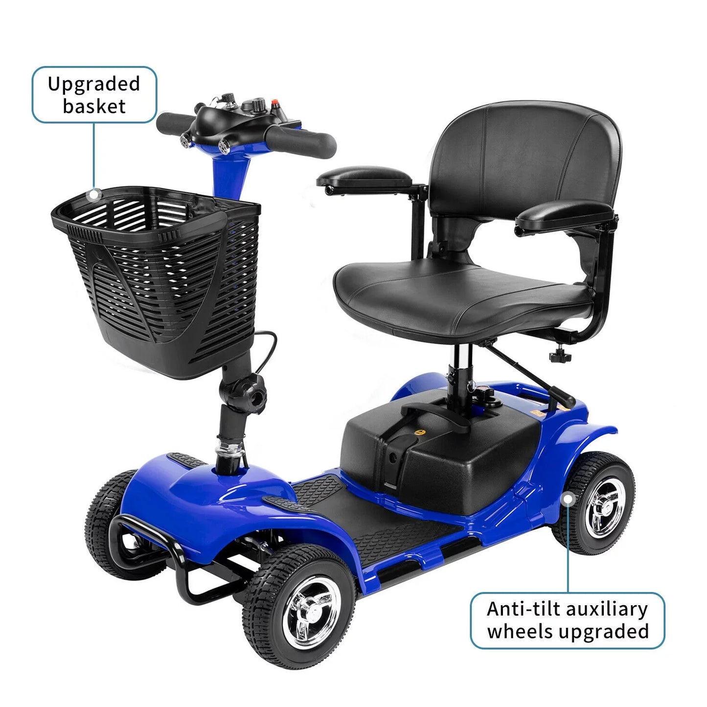 Furgle 4 Wheels Mobility Scooter, Electric Powered Wheelchair Device for Travel, Adults, Elderly