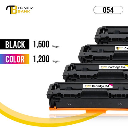 Toner Bank Compatible Toner Cartridge for Canon 054 054H CRG-054 Color Image Class MF644Cdw MF642Cdw MF640C MF641Cw LBP620 Printer Ink (Black,Cyan,Magenta,Yellow, 4-Pack)
