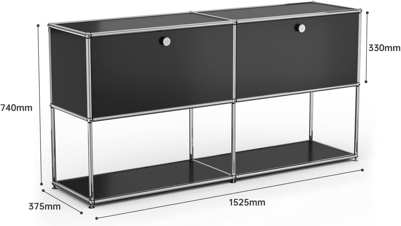 Furgle Modern Storage Cabinet, Free-Standing Storge Organizer for Living Room, Bedroom，Decoration in Home Office，Black