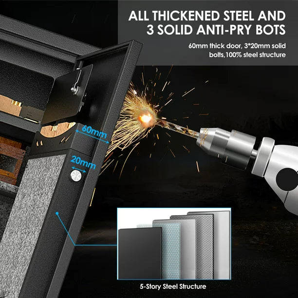 TTLIFE 5-6 Gun Rifle Safe, Gun Safes for Home Rifle Quick Access Gun Cabinet with Adjustable Removable Shelf