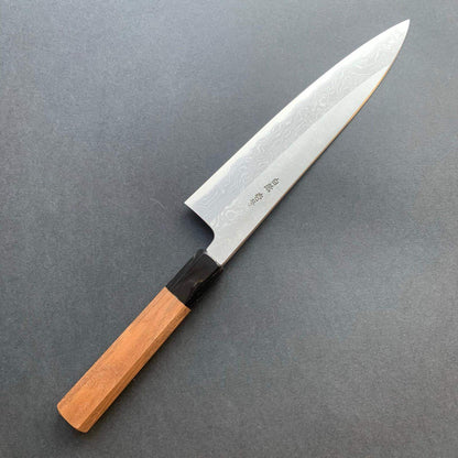 Gyuto knife, Shirogami 1 core, iron clad, Damascus finish - Yoshikazu Tanaka