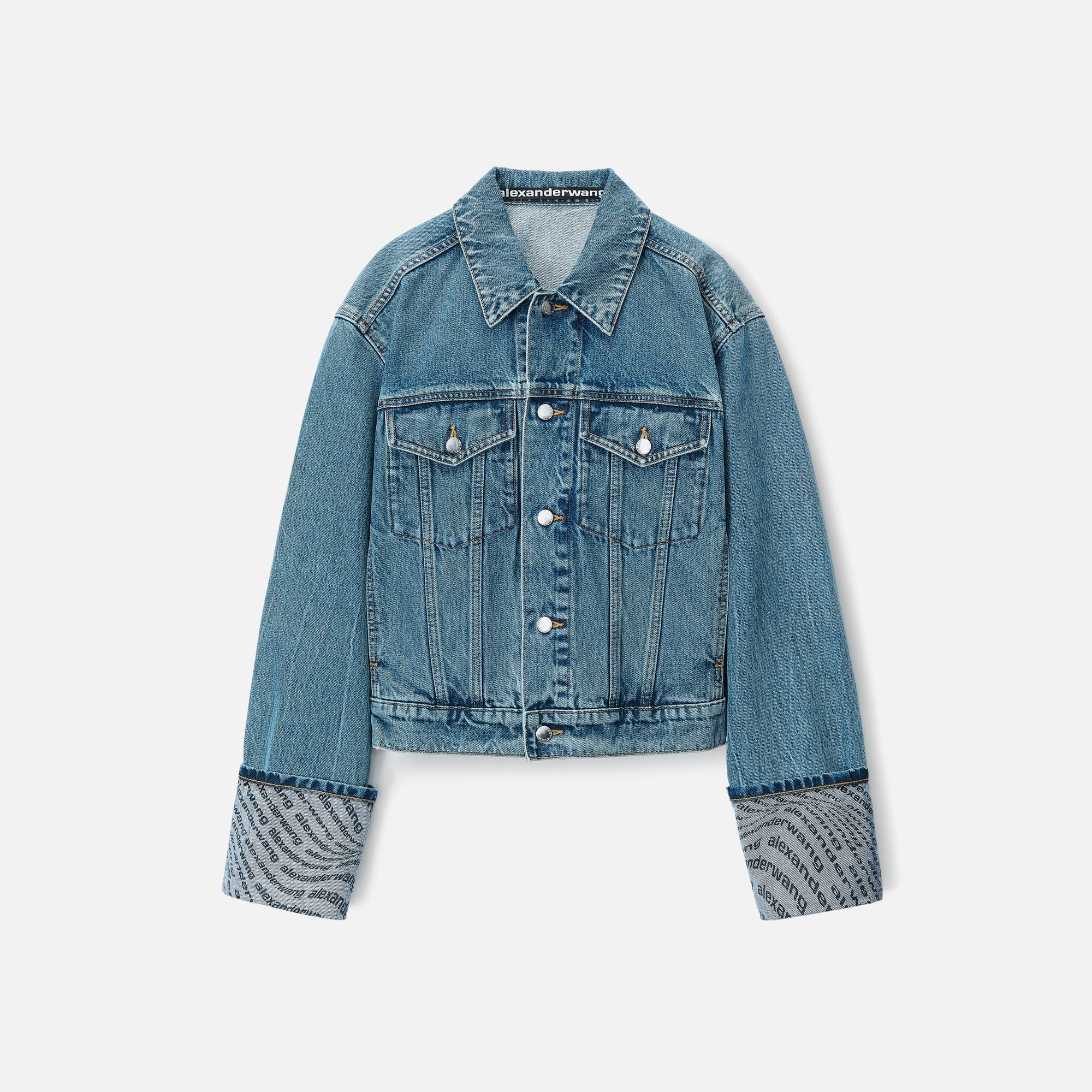 T by Alexander Wang Logo Wave Cuff Trucker Jacket - Vintage Medium
