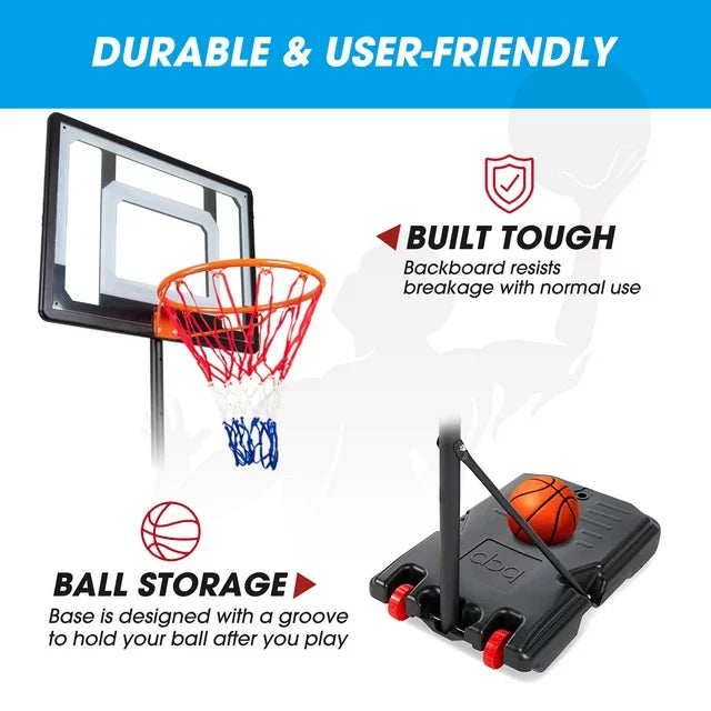 Ifanze Portable Basketball Hoop Goal 5ft-7ft Adjustable, Indoor Outdoor Basketball Hoop System with 33" Shatterproof Backboard and Stand Wheels for Kids Teenagers Youth Junior, Black