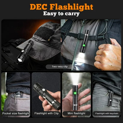 20000 Lumens Compact LED Flashlight, USB Rechargeable Mini Ultra Bright Tactical Zoomable Flashlight, Waterproof EDC Pocket Flashlight Bar Torch for Hiking Camping Outdoor Emergency, Included Battery