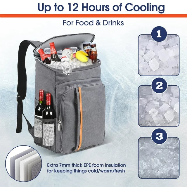 iFanze Large Insulated Lunch Bag, 25L Leakproof Thermal Reusable Lunch Box for Office Work, School Picnic, Beach, Lunch Cooler Bag with Adjustable Shoulder Strap for Kids/Adults, Dark Blue