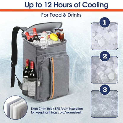 iFanze Large Insulated Lunch Bag, 25L Leakproof Thermal Reusable Lunch Box for Office Work, School Picnic, Beach, Lunch Cooler Bag with Adjustable Shoulder Strap for Kids/Adults, Dark Blue