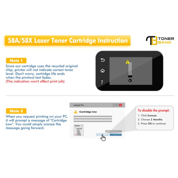 58A Toner Cartridge Replacement for HP 58A CF258A Toner Cartridge Compatible with Laserjet Pro M404n M404dn M404dw MFP M428fdw M428dw M428fdn M404 Printer Toner (2 Pack, with Chip)