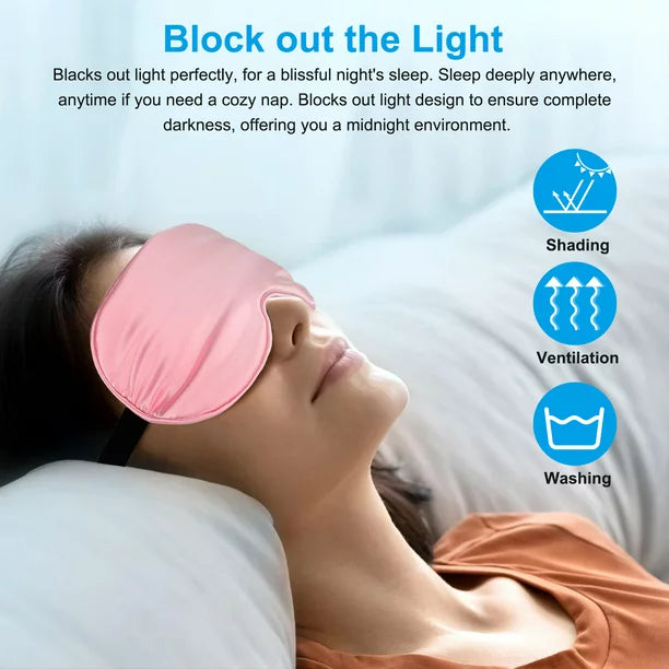 QWANG Set Of 3 Sleeping Eye Masks, Silk Eye Masks With Adjustable Straps, Smooth Soft Satin Eye Masks For Women Men, Elastic Straps Night Eye Mask Travel Nap