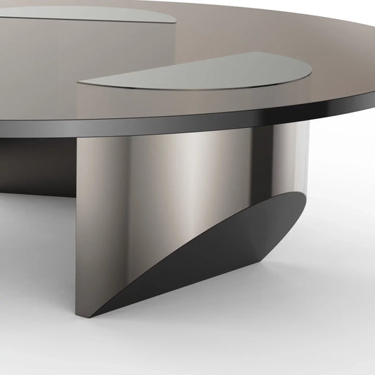 Furgle Tempered Glass Coffee Table, Round Modern Coffee Table for Living Room, Home, Office, Bronzed