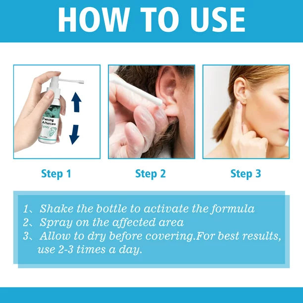 MOON-TOY 30ml Piercing Aftercare Spray Spray Is Suitable for Ear, Nose, Tongue, Navel Perforation, Cleaning Treatment-, and Soothing Spray