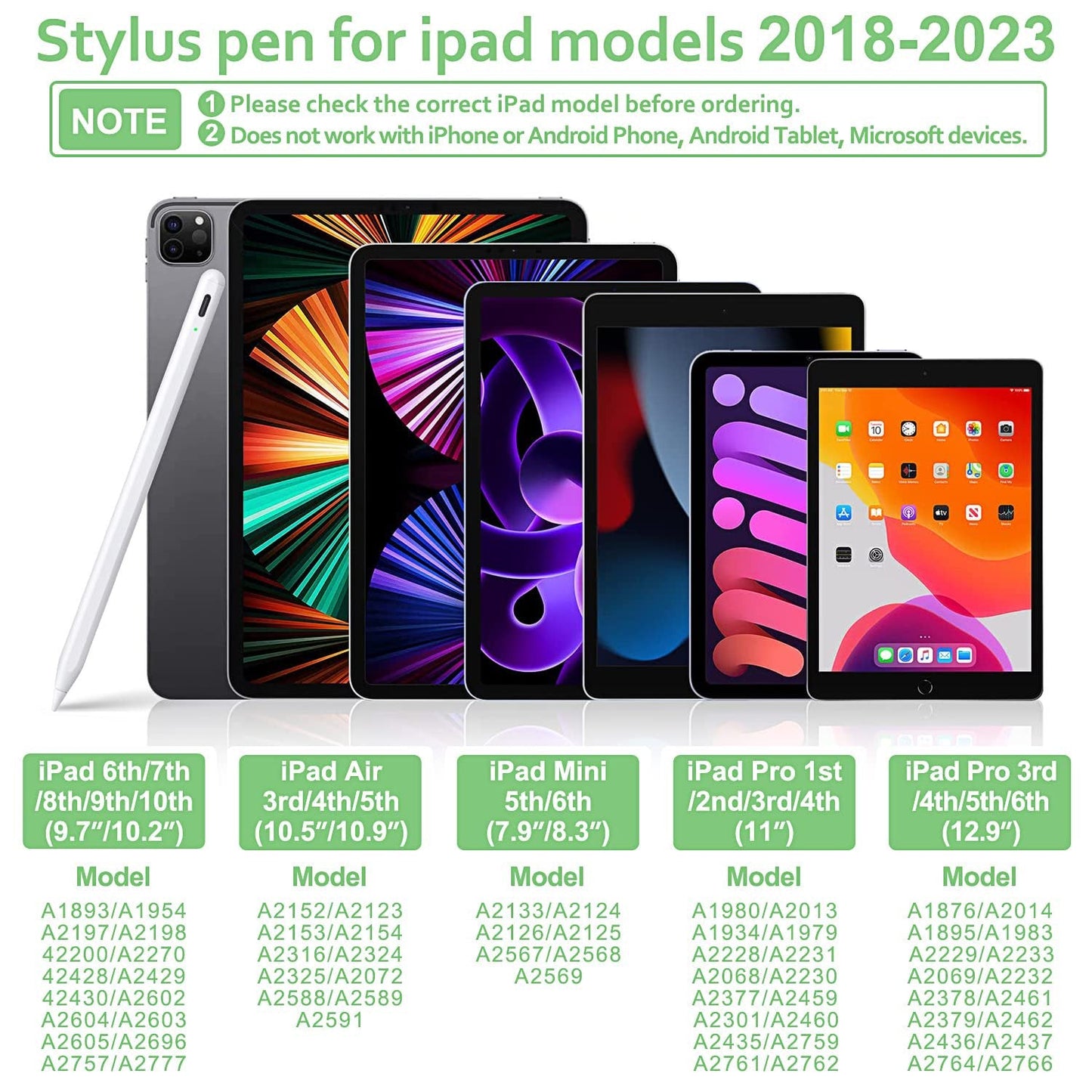 Stylus Pen for iPad,Apple Pens,IPad Pencil 2nd Generation,Smart Touch Switch,Compatible with(2018-2023) Magnetic iPad 6-10,iPad Mini 5/6,iPad Air 3-5,iPad Pro 11"/12.9"