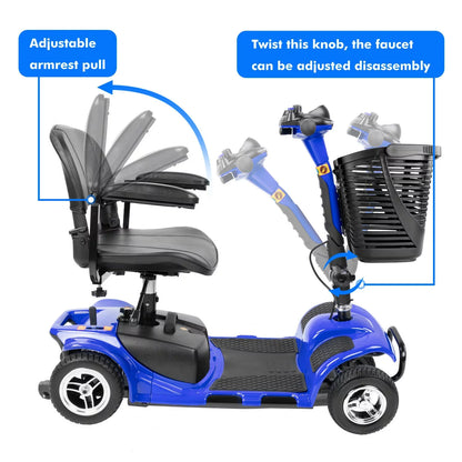 Furgle 4 Wheels Mobility Scooter, Electric Powered Wheelchair Device for Travel, Adults, Elderly