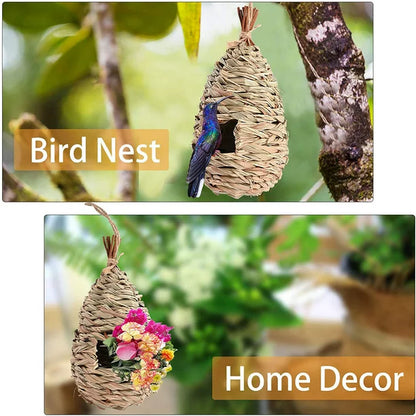 QWANG Humming Bird Houses for Outdoor Hanging Natural Grass Hanging Bird housenest