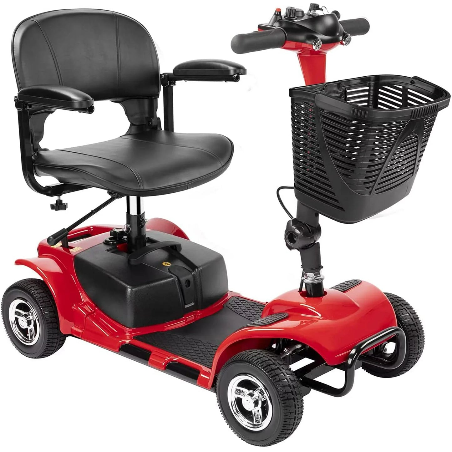 BALICHUN 4-Wheel Scooter - Portable Folding Mobility Scooter - Power Electric Mobility Scooters for Seniors, Adults, Handicapped, Elderly - Foldable Travel Wheelchair - Range Extended Battery,Red