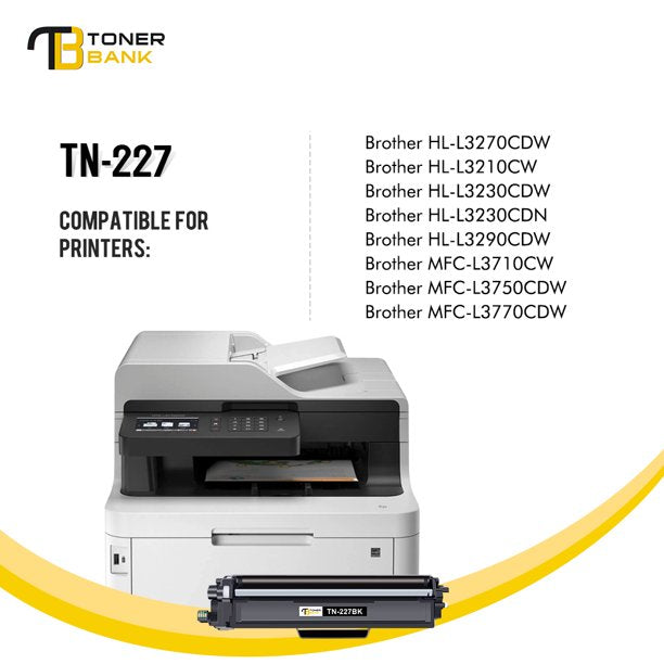 Toner Bank Compatible Toner Cartridges Replacement for Brother TN227 TN-227BK TN-223 for HL-L3210CW HL-L3290CDW MFC-L3750CDW MFC-L3710CW HL-L3230CDW L3270CDW MFC-L3770CDW Printer Ink (5-Pack)